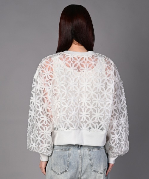 aimoha（アイモハ）の「花柄チュールWZIPブルゾン（ブルゾン・レディース・オフホワイト/ブラック・FREE）」の19枚目の写真