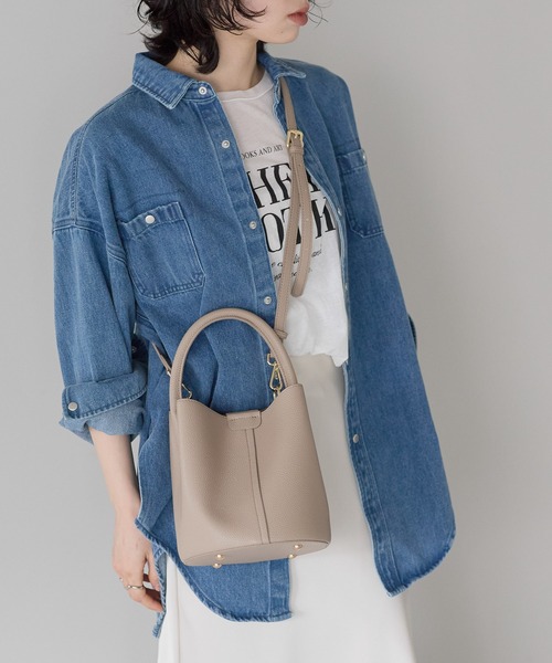 &MARKS(アンドマークス)の「C26【本革】2WAYミニバケットバッグ(ショルダーバッグ・レディース・ブラック/ブラウン/グレイッシュベージュ・FREE)」の19枚目の写真