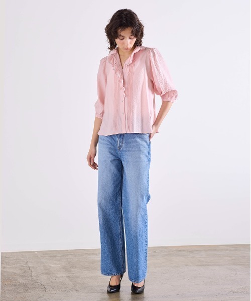 Marilyn Moon(マリリンムーン)の「picot raffle collar tuck blouse(シャツ/ブラウス・レディース・グレー/ブラック/ピンク/ホワイト・FREE)」の6枚目の写真