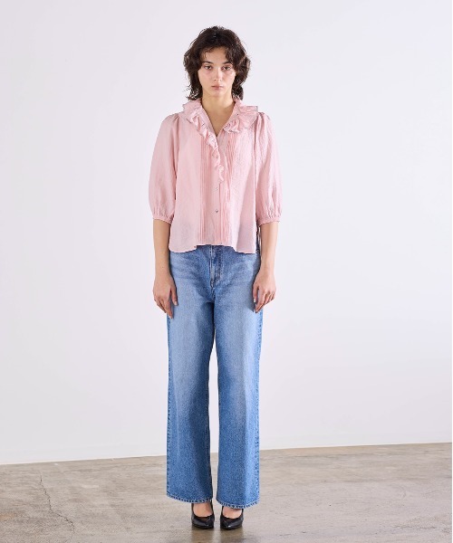 Marilyn Moon(マリリンムーン)の「picot raffle collar tuck blouse(シャツ/ブラウス・レディース・グレー/ブラック/ピンク/ホワイト・FREE)」の8枚目の写真