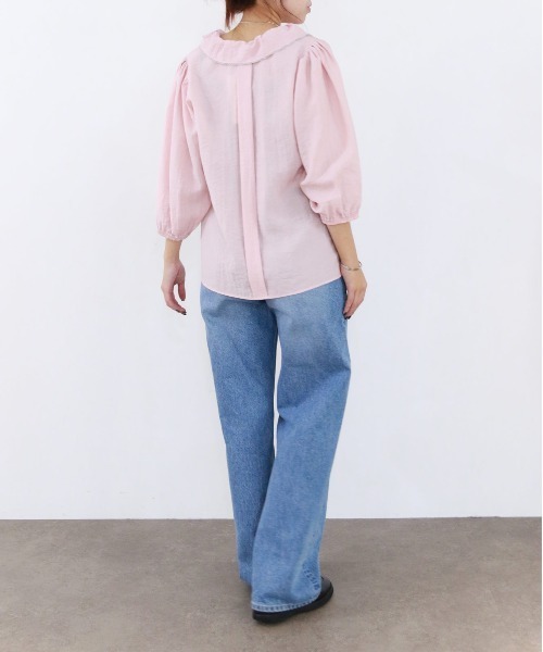 Marilyn Moon(マリリンムーン)の「picot raffle collar tuck blouse(シャツ/ブラウス・レディース・グレー/ブラック/ピンク/ホワイト・FREE)」の14枚目の写真