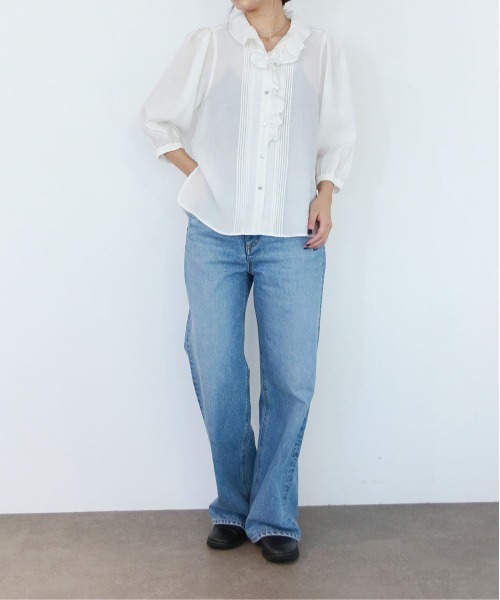 Marilyn Moon(マリリンムーン)の「picot raffle collar tuck blouse(シャツ/ブラウス・レディース・グレー/ブラック/ピンク/ホワイト・FREE)」の15枚目の写真
