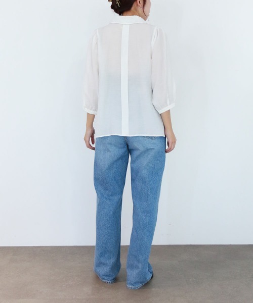 Marilyn Moon(マリリンムーン)の「picot raffle collar tuck blouse(シャツ/ブラウス・レディース・グレー/ブラック/ピンク/ホワイト・FREE)」の16枚目の写真