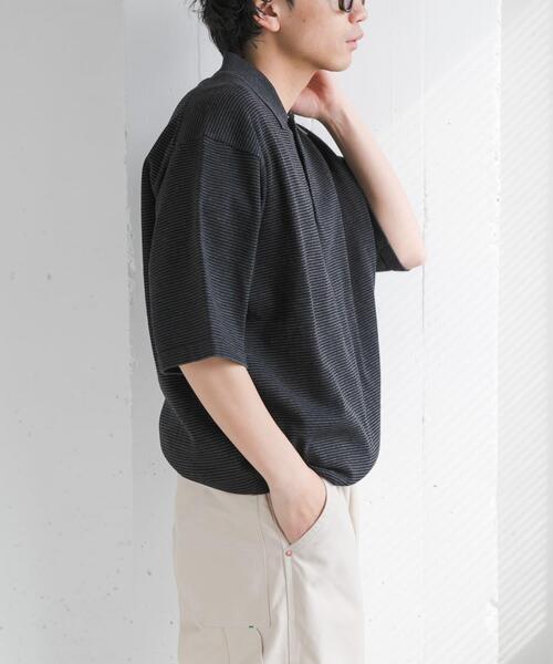 FORK&SPOON(フォークアンドスプーン)の「FORK&SPOON ボーダーショートスリーブニットポロ(ニット/セーター・メンズ・グレー系その他/ブルー系その他・5/4)」の3枚目の写真