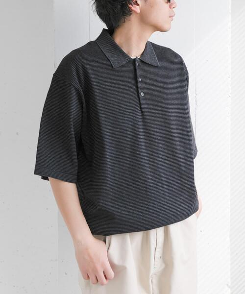 FORK&SPOON(フォークアンドスプーン)の「FORK&SPOON ボーダーショートスリーブニットポロ(ニット/セーター・メンズ・グレー系その他/ブルー系その他・5/4)」の4枚目の写真