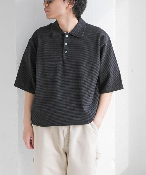 FORK&SPOON(フォークアンドスプーン)の「FORK&SPOON ボーダーショートスリーブニットポロ(ニット/セーター・メンズ・グレー系その他/ブルー系その他・5/4)」の5枚目の写真