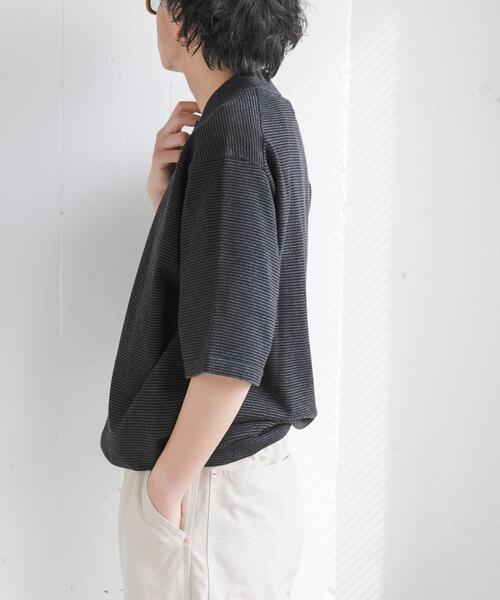 FORK&SPOON(フォークアンドスプーン)の「FORK&SPOON ボーダーショートスリーブニットポロ(ニット/セーター・メンズ・グレー系その他/ブルー系その他・5/4)」の6枚目の写真