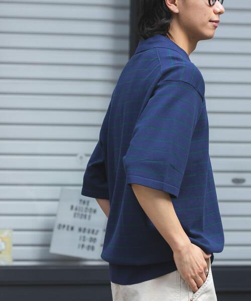 FORK&SPOON(フォークアンドスプーン)の「FORK&SPOON ボーダーショートスリーブニットポロ(ニット/セーター・メンズ・グレー系その他/ブルー系その他・5/4)」の11枚目の写真