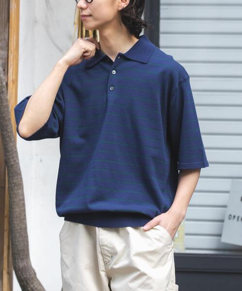 FORK&SPOON(フォークアンドスプーン)の「FORK&SPOON ボーダーショートスリーブニットポロ(ニット/セーター・メンズ・グレー系その他/ブルー系その他・5/4)」の13枚目の写真