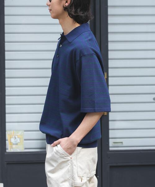 FORK&SPOON(フォークアンドスプーン)の「FORK&SPOON ボーダーショートスリーブニットポロ(ニット/セーター・メンズ・グレー系その他/ブルー系その他・5/4)」の14枚目の写真