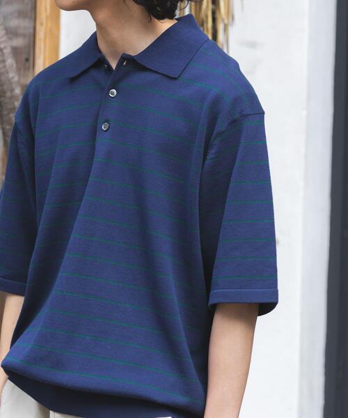 FORK&SPOON(フォークアンドスプーン)の「FORK&SPOON ボーダーショートスリーブニットポロ(ニット/セーター・メンズ・グレー系その他/ブルー系その他・5/4)」の16枚目の写真
