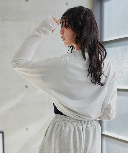 KOBE LETTUCE（コウベレタス）の「[ UVカット＆接触冷感 ] M L 日避けボレロ（カーディガン/ボレロ・レディース・杢グレー/アイボリー/ブラック/ブラック系/アイボリー系/グレー系・L/M/L1/M1）」の8枚目の写真