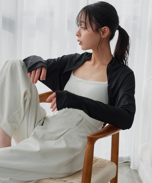 KOBE LETTUCE（コウベレタス）の「[ UVカット＆接触冷感 ] M L 日避けボレロ（カーディガン/ボレロ・レディース・杢グレー/アイボリー/ブラック/ブラック系/アイボリー系/グレー系・L/M/L1/M1）」の12枚目の写真