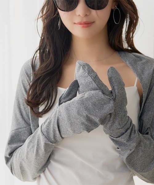 KOBE LETTUCE（コウベレタス）の「[ UVカット＆接触冷感 ] M L 日避けボレロ（カーディガン/ボレロ・レディース・杢グレー/アイボリー/ブラック/ブラック系/アイボリー系/グレー系・L/M/L1/M1）」の20枚目の写真