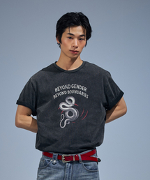 VETEZE（ベテゼ）の「BGBB Snake Garment Dyed half T (Black)（Tシャツ/カットソー）」
