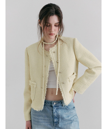 ETMON（エトモン）の「Fringe Strap Tweed Jacket, Light Yellow（その他アウター）」