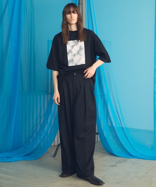 MAISON SPECIAL(メゾンスペシャル)の「《UNISEX》Abstract Hand-Printed Prime-Over Stitched Crew Neck T-shirt/アブストラクトハンドプリントプライムオーバーステッチクルーネックTシャツ【MAISON SPECIAL/メゾンスペシャル】(Tシャツ/カットソー・メンズ・ブラック/ホワイト/ダークブルー/パープル・0/1/2)」の6枚目の写真