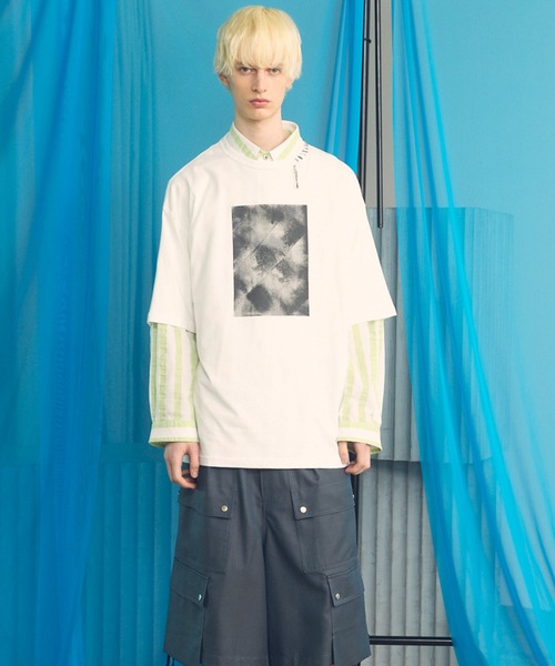 MAISON SPECIAL(メゾンスペシャル)の「《UNISEX》Abstract Hand-Printed Prime-Over Stitched Crew Neck T-shirt/アブストラクトハンドプリントプライムオーバーステッチクルーネックTシャツ【MAISON SPECIAL/メゾンスペシャル】(Tシャツ/カットソー・メンズ・ブラック/ホワイト/ダークブルー/パープル・0/1/2)」の16枚目の写真