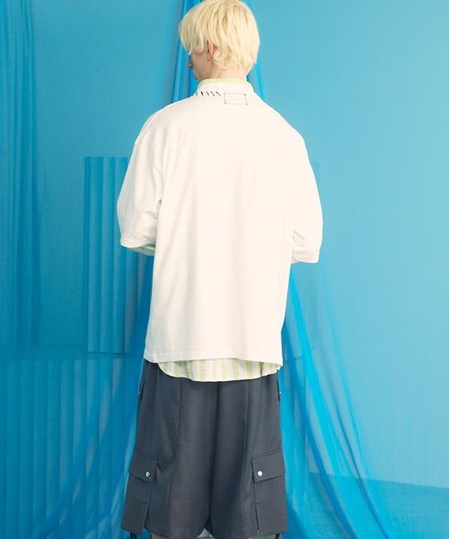 MAISON SPECIAL(メゾンスペシャル)の「《UNISEX》Abstract Hand-Printed Prime-Over Stitched Crew Neck T-shirt/アブストラクトハンドプリントプライムオーバーステッチクルーネックTシャツ【MAISON SPECIAL/メゾンスペシャル】(Tシャツ/カットソー・メンズ・ブラック/ホワイト/ダークブルー/パープル・0/1/2)」の18枚目の写真
