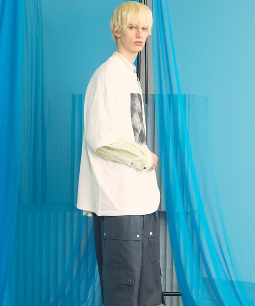 MAISON SPECIAL(メゾンスペシャル)の「《UNISEX》Abstract Hand-Printed Prime-Over Stitched Crew Neck T-shirt/アブストラクトハンドプリントプライムオーバーステッチクルーネックTシャツ【MAISON SPECIAL/メゾンスペシャル】(Tシャツ/カットソー・メンズ・ブラック/ホワイト/ダークブルー/パープル・0/1/2)」の17枚目の写真