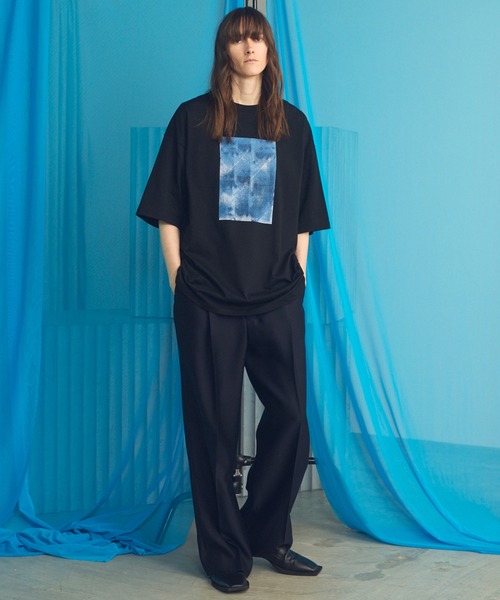 MAISON SPECIAL(メゾンスペシャル)の「《UNISEX》Abstract Hand-Printed Prime-Over Stitched Crew Neck T-shirt/アブストラクトハンドプリントプライムオーバーステッチクルーネックTシャツ【MAISON SPECIAL/メゾンスペシャル】(Tシャツ/カットソー・メンズ・ブラック/ホワイト/ダークブルー/パープル・0/1/2)」の5枚目の写真
