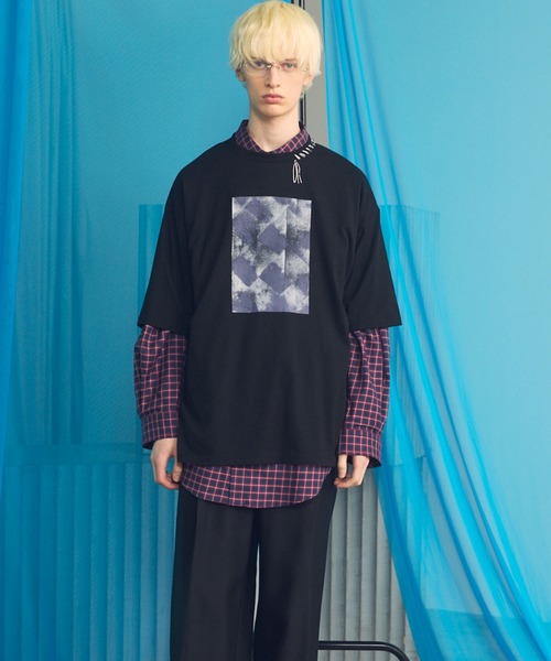 MAISON SPECIAL(メゾンスペシャル)の「《UNISEX》Abstract Hand-Printed Prime-Over Stitched Crew Neck T-shirt/アブストラクトハンドプリントプライムオーバーステッチクルーネックTシャツ【MAISON SPECIAL/メゾンスペシャル】(Tシャツ/カットソー・メンズ・ブラック/ホワイト/ダークブルー/パープル・0/1/2)」の19枚目の写真
