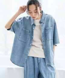 【新色登場】コットンレーヨンデニム半袖シャツ(Youtube紹介アイテム)