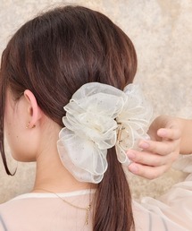 Heartdance（ハートダンス）の「スタッズ付きオーガンジーフリルバンス（バレッタ/ヘアクリップ）」