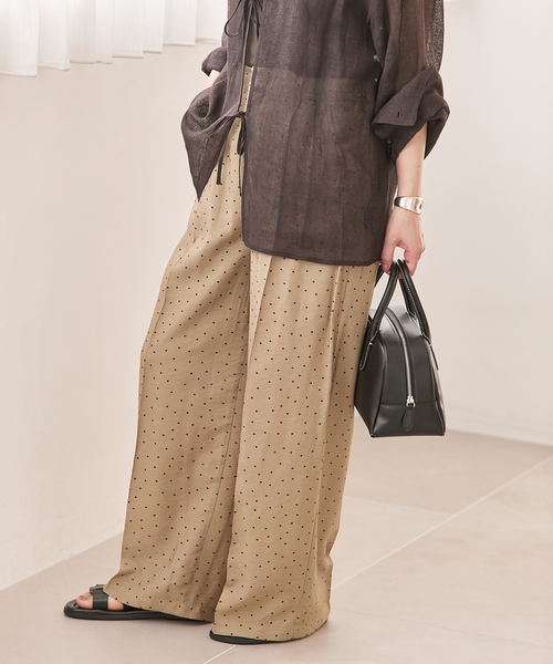 JOURNAL STANDARD（ジャーナルスタンダード）の「ドットプリントワイドパンツ（その他パンツ・レディース・ブラック/ベージュ・FREE）」の2枚目の写真