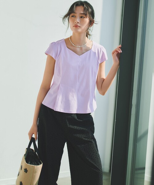 組曲 L(クミキョク オオキイサイズ)の「【美人LABコラボ】ビューティーファンクションジャージー ハートラインアンサンブル(アンサンブル・レディース・ネイビー系/アイボリー系・7/6/5)」の20枚目の写真