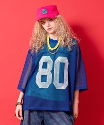 a.p.o.v. 短丈オーバーサイズナンバリングメッシュTシャツ