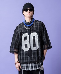 a.p.o.v. 短丈オーバーサイズナンバリングメッシュTシャツ