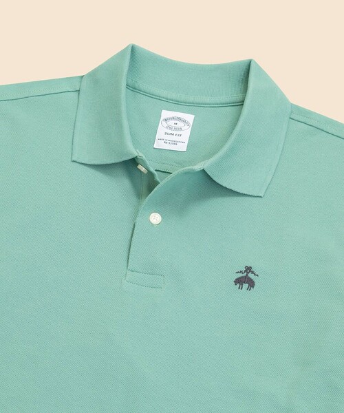 BROOKS BROTHERS（ブルックスブラザーズ）の「スーピマコットン　ストレッチピケ　GFロゴ　シーズナルカラー　ポロシャツ　Slim Fit（ポロシャツ・メンズ・イエロー/ネイビー/ベージュ/パープル/ライトブルー/グリーン・LARGE/MEDIUM/SMALL/X-LARGE/X-SMALL）」の8枚目の写真