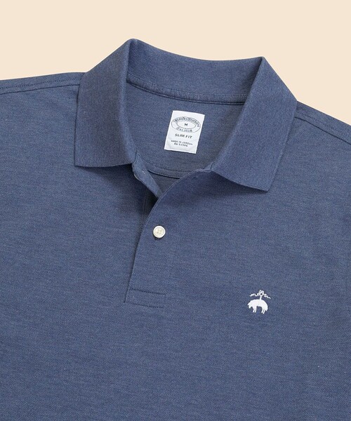 BROOKS BROTHERS（ブルックスブラザーズ）の「スーピマコットン　ストレッチピケ　GFロゴ　シーズナルカラー　ポロシャツ　Slim Fit（ポロシャツ・メンズ・イエロー/ネイビー/ベージュ/パープル/ライトブルー/グリーン・LARGE/MEDIUM/SMALL/X-LARGE/X-SMALL）」の9枚目の写真
