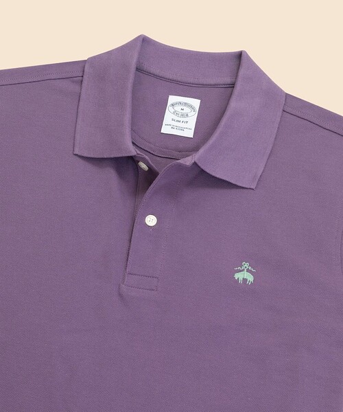 BROOKS BROTHERS（ブルックスブラザーズ）の「スーピマコットン　ストレッチピケ　GFロゴ　シーズナルカラー　ポロシャツ　Slim Fit（ポロシャツ・メンズ・イエロー/ネイビー/ベージュ/パープル/ライトブルー/グリーン・LARGE/MEDIUM/SMALL/X-LARGE/X-SMALL）」の11枚目の写真