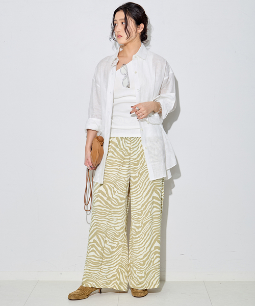 journal standard L'essage(ジャーナルスタンダードレサージュ)の「別注【LUSANA / ルサーナ】CICI PANT:パンツ(その他パンツ・レディース・ベージュ/ブラック・X-SMALL/SMALL)」の8枚目の写真