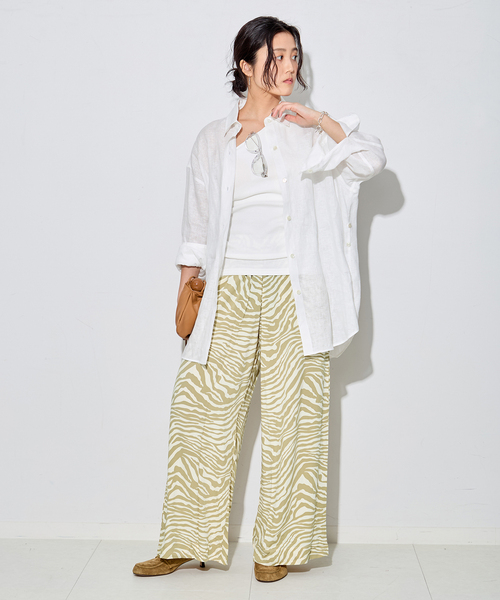 journal standard L'essage(ジャーナルスタンダードレサージュ)の「別注【LUSANA / ルサーナ】CICI PANT:パンツ(その他パンツ・レディース・ベージュ/ブラック・X-SMALL/SMALL)」の9枚目の写真