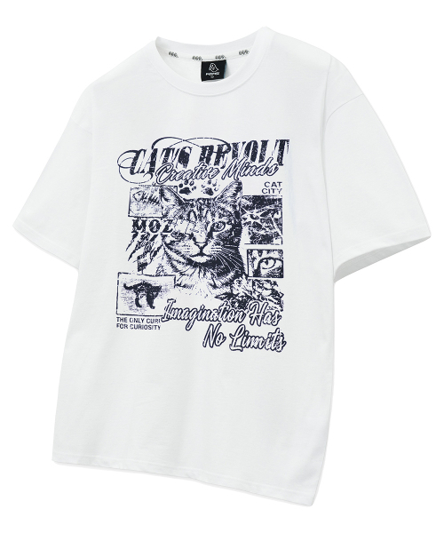 MOZMOZ(モズモズ)の「アイキャット オーバーサイズ グラフィック 半袖Tシャツ ホワイト(Tシャツ/カットソー・レディース・その他・M/XL/XXL)」の2枚目の写真