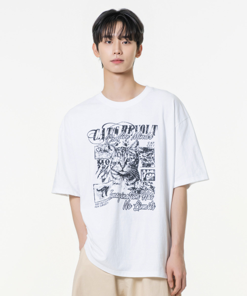 MOZMOZ(モズモズ)の「アイキャット オーバーサイズ グラフィック 半袖Tシャツ ホワイト(Tシャツ/カットソー・レディース・その他・M/XL/XXL)」の4枚目の写真