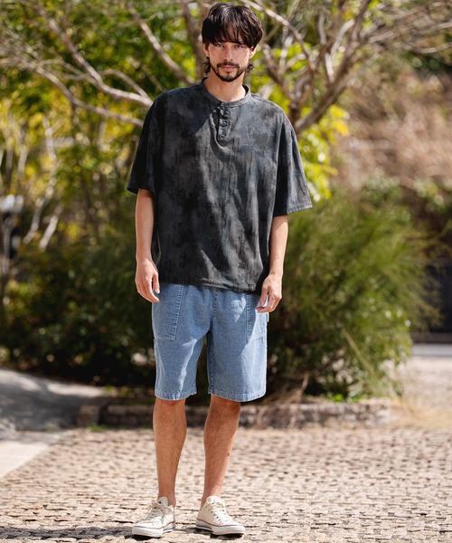 CAMBIO(カンビオ)の「mt10467-Fade Distressed Henley Neck Tee ヘンリーネックTシャツ(PF-261-021)(Tシャツ/カットソー・メンズ・ブラック/サックスブルー・M/L)」の9枚目の写真
