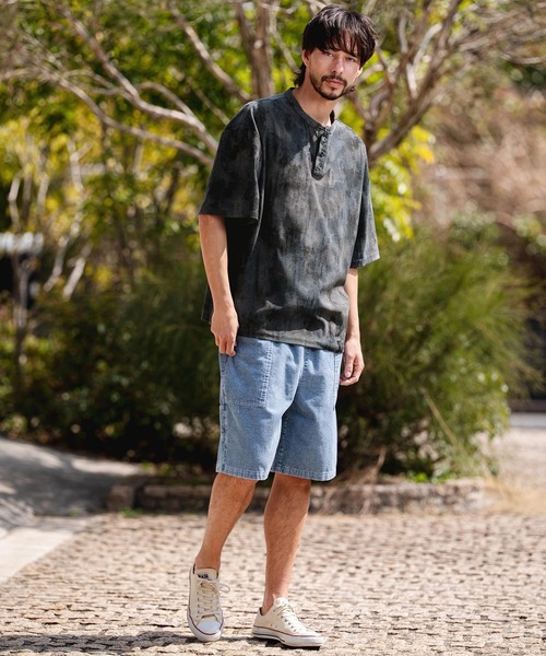 CAMBIO(カンビオ)の「mt10467-Fade Distressed Henley Neck Tee ヘンリーネックTシャツ(PF-261-021)(Tシャツ/カットソー・メンズ・ブラック/サックスブルー・M/L)」の10枚目の写真