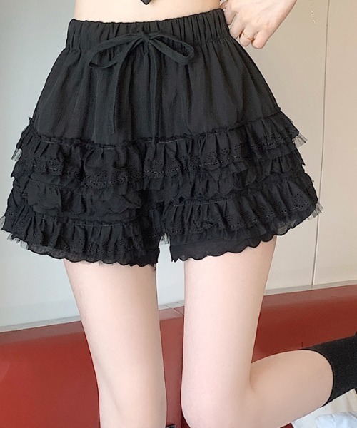 SHEPP(シープ)の「コットンレースレイヤードティアードミニスカート(スカート・レディース・ブラック/ホワイト・M/S)」の11枚目の写真