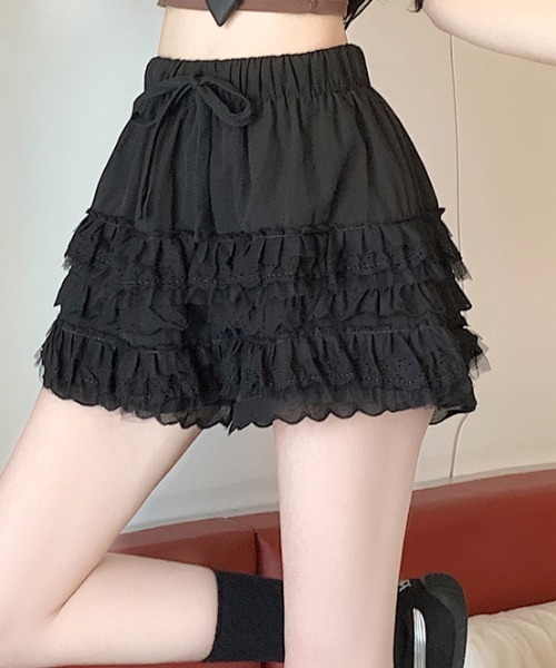 SHEPP(シープ)の「コットンレースレイヤードティアードミニスカート(スカート・レディース・ブラック/ホワイト・M/S)」の12枚目の写真