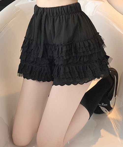 SHEPP(シープ)の「コットンレースレイヤードティアードミニスカート(スカート・レディース・ブラック/ホワイト・M/S)」の13枚目の写真