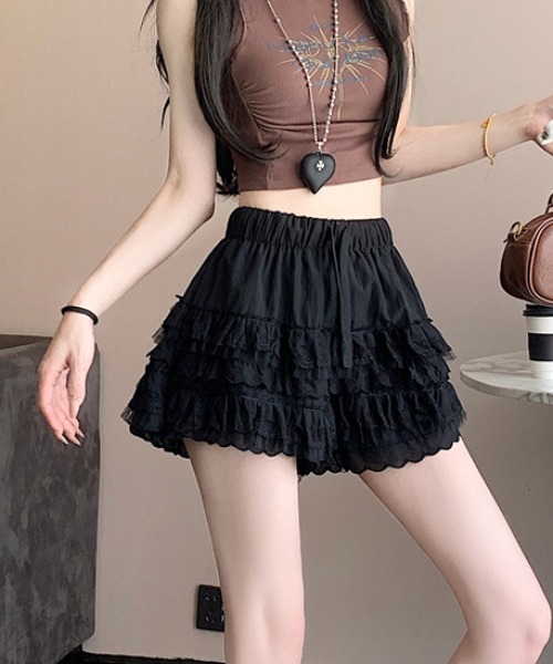 SHEPP(シープ)の「コットンレースレイヤードティアードミニスカート(スカート・レディース・ブラック/ホワイト・M/S)」の14枚目の写真
