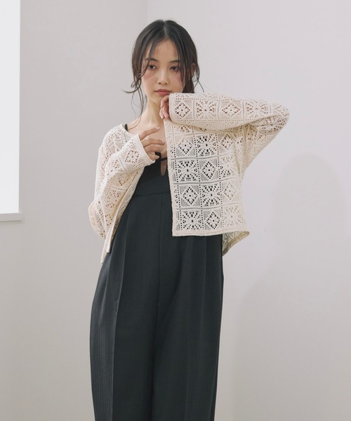 Alumu.(エルム)の「AM650306パッチワーク風レースカーディガン(カーディガン/ボレロ・レディース・アイボリー・FREE)」の5枚目の写真