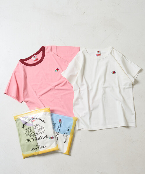 FREAK'S STORE(フリークスストア)の「FRUIT OF THE LOOM × FREAK'S STORE/フルーツオブザルーム 別注 パックTシャツ/ワンポイント刺繍 Tシャツ(Tシャツ/カットソー・レディース・ブルーグリーン/ピンク/ブルー/ベージュ・フリ-)」の2枚目の写真