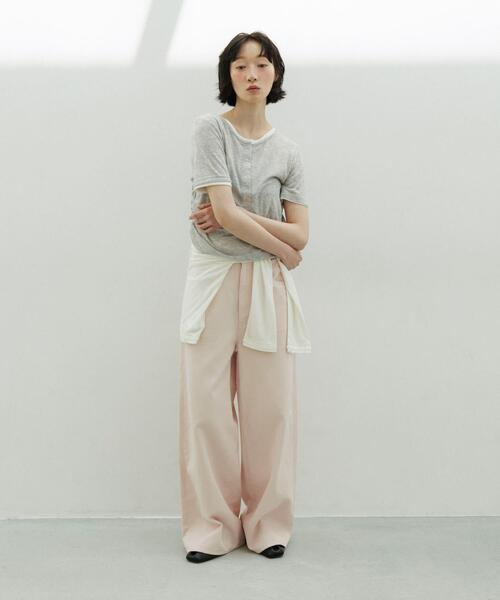 KBF(ケイビーエフ)の「バイカラーヘンリーネックTEE(Tシャツ/カットソー・レディース・グリーン系その他/ブラウン/ライトグレー・ONE)」の7枚目の写真