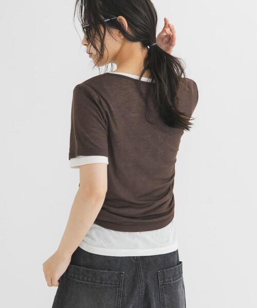 KBF(ケイビーエフ)の「バイカラーヘンリーネックTEE(Tシャツ/カットソー・レディース・グリーン系その他/ブラウン/ライトグレー・ONE)」の17枚目の写真