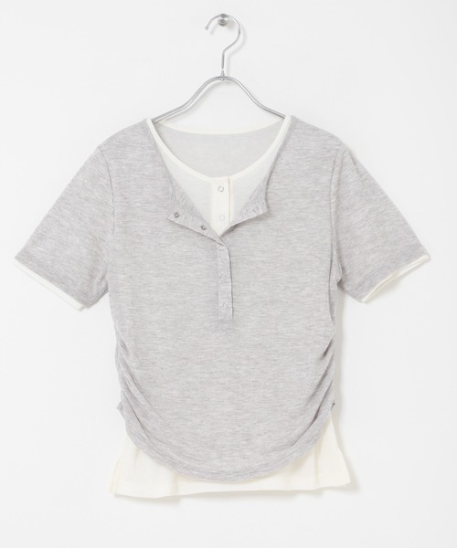 KBF（ケイビーエフ）の「バイカラーヘンリーネックTEE（Tシャツ/カットソー・レディース・グリーン系その他/ブラウン/ライトグレー・ONE）」の17枚目の写真